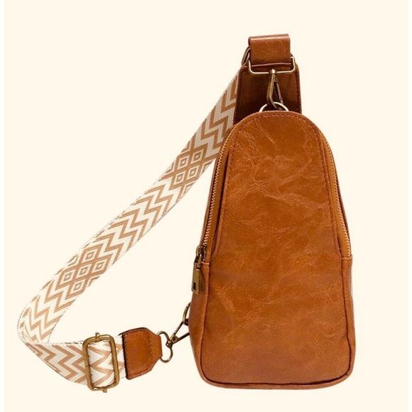 Boho Western Brown Sling Purse Womens Leather Bag With Security Clasp Brand New - Picture 1 of 5